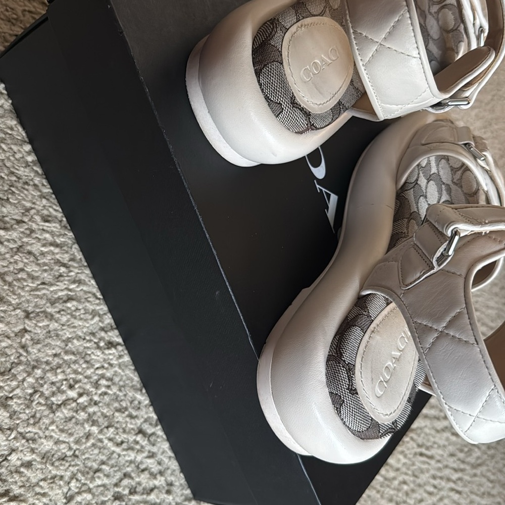 Coach Cream and Gray Quilted Sandals - Picture 5 of 5